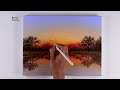 Sunset Painting | Sunset Landscape Painting | Sunset on the Lake Acrylic Painting