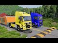 Big & Small Long Mack Truck with POU vs Train Thomas - Cars vs Rails and Train - BeamNG.Drive