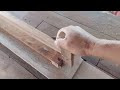 วิธีแต่งขอบไม้ให้ตรงโดยเลื่อยวงเดือนแท่น How to straighten wood edges using a circular saw.