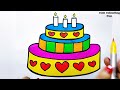 Birthday Cake drawing painting,colouring | easy acrylic painting for kids | Art and Learn