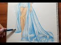 pencil and Marker blending technique/Asal Fashion art آموزش جنسیت سازی ساتن/ترکیب مدادرنگی و مارکر