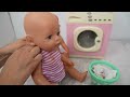 Baby born doll has an accident baby doll Evening Routine