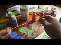 Painting a Garden Flag with Haven and Mom