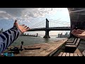 East River Fishing. Manhattan NYC Pier Fishing With Shrimp