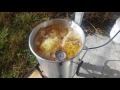 Deep frying a turkey in corn oil