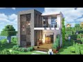 ⛏️ Minecraft Tutorial :: 🏠 Super Simple Modern House 🌳 [마인크래프트 초간단 야생 모던하우스 만들기 건축 강좌]