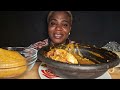 African food mukbang/ Cook and eat with me Banga soup and Starch with catfish 😋 (ASMR)