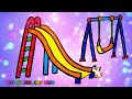 How To Draw A Playground With Slide And Swing | How to draw Child Park