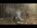 【K9bushcraft】Bushcraft with my dog | Having meat and coffee in Polish lavvu in the deep forest