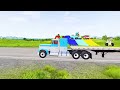 Double Flatbed Trailer Truck vs Speedbumps | Train vs Cars | Tractor vs Train | BeamNG.Drive #8