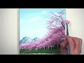 Cherry Blossom Road / Painting cherry blossoms with a sponge / Acrylic Painting