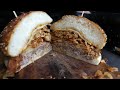 handmade bacon burger, all ingredients are handmade - korean street food