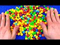 Satisfying Video l Shade Bathtub Full of Magic Skittles Candy Mixing with Colourful Slime Balls ASMR