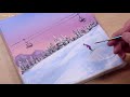 Let's Ski / Easy acrylic painting for beginners / PaintingTutorial