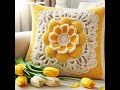 50+ Crochet pillow cover design.Pillow cover model with floral motifs.share ideas. #pillowcoverideas