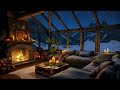 Living room Haven - Thunderstorm, Rain, Crackling Fireplace in a Cozy Cabin