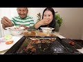 Eating Sheep Dry Meat Kodo ko Dhido fried Eggplant आज 😍 हासेर 😜  मरे nepali mukbang #mukbang