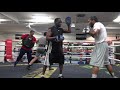 Jeff Mayweather works with an amateur boxer at the Mayweather Boxing Club