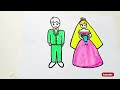 BRIDE👰 AND GROOM🤵 DRAWING | HOW TO DRAW BRIDE AND GROOM DRAWING FOR KIDS | COLORFUL DRAWING
