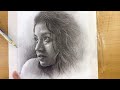 Beautiful girl portrait drawing with charcoal pencil || easy drawing