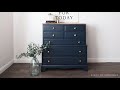 How to Glaze Furniture | Navy Blue Chalk Painted Dresser Makeover