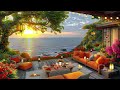 Summer Cozy Porch Ambience View of the Beach Sunset 🌊 Soft Piano Jazz Music to Relax, Work, Study