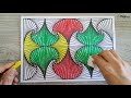 Easy Line Drawing Art For Kids & Beginners | Spiral 3D Drawing | Arts & Crafts | Wall Art Ideas
