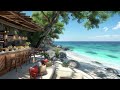 Seaside Coffee Shop ☕ Relaxing Ocean Waves & Bossa Nova Jazz Music for Positive Summer Mood