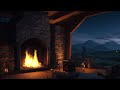 Relaxing Background Sounds with Cozy Fireplace and Fireflies | Crackling Sounds and Brown Noise