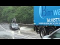 Vehicles Driving Through Flooding A93 Road Perthshire Scotland