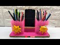 Pencil holder from used plastic straw || DIY Decorative Pen Holder