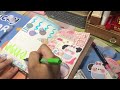 ASMR creative kawaii journal with me // Scrapbook with stickers,memopads,washitapes, highlighters//