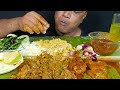 Eating Spicy Chicken Gizzard & Liver Curry| Chicken Leg Masala Curry, Small Fish Curry, Basmati Rice