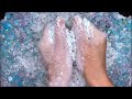 ASMR Soap with Foam Starch and Glitter (4K) Crushing crunchy  Cutting soap  Turquoise & Lavender Set