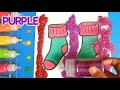 Glitter Christmas socks Ornaments coloring and drawing for Kids|PINK GIRL