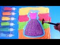 Glitter Dress Coloring and Drawing for Kids,Toddlers|Learning Colors |Sand Painting |PINK GIRL
