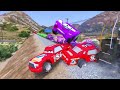 GTA V - FNAF and POPPY PLAYTIME CHAPTER 3 in the Epic New Stunt Race For MCQUEEN CARS by Trevor #007