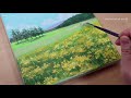 Canola flowers / Flower landscape / Acrylic painting for beginners / PaintingTutorial