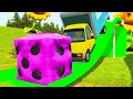 Monster Trucks Potholes Flatbed Long Trailer Truck Car Rescue - Cars vs Deep Water Car Train Tractor