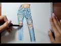 jeans pants tutorial illustration/Asal Fashion art آموزش جنسیت سازی شلوار جین