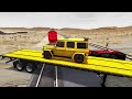 Flatbed Trailer Tractor McQueen Cars Transportation with Truck - Pothole vs Car #31 - BeamNG.Drive