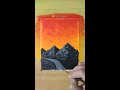Simple Acrylic Painting - Sunset painting with Mountain #shorts