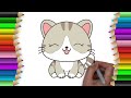 how to draw and color cute kitten / belajar menggambar dan mewarnai anak kucing