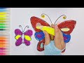 Drawing, Coloring And Glittering A Butterfly 🦋🌈🦋 Easy Drawing For Kids And Toddlers