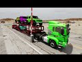 Flatbed Trailer Mercedes Cars Transportation with Truck - Pothole vs Car #001 - BeamNG.Drive