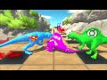 ALBINO T-REX vs SPIDERMAN SPINOSAURUS DEATH RUN - Animal Revolt Battle Simulator