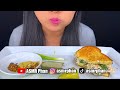 ASMR CHICKEN SANDWICH WITH RAW GREEN ONIONS, PICKLES & CHEESE STUFFED PEPPERS (MUKBANG) ASMR Phan