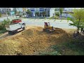 Nicely Video, Landfill build a house by KOMATSU D31P bulldozer, 5Ton dumping truck, Mix VDO