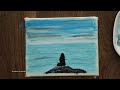 Very Easy Girl Sitting Alone in the Beach / Acrylic Painting / How to / Painting Tutorial / #56