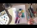 Drawing cute girl in watercolors
